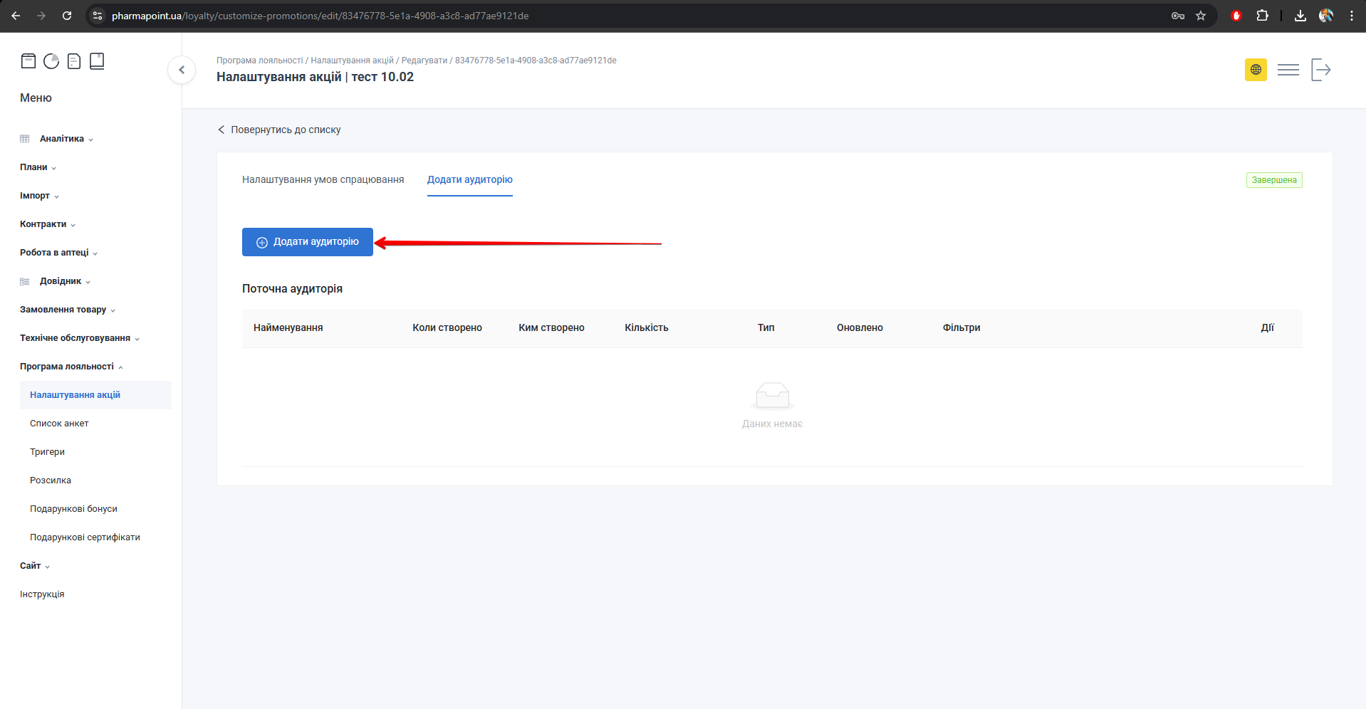 Елемент аналітики акції